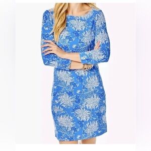 Lilly Pulitzer Blue and White Floral Long Sleeve Dress